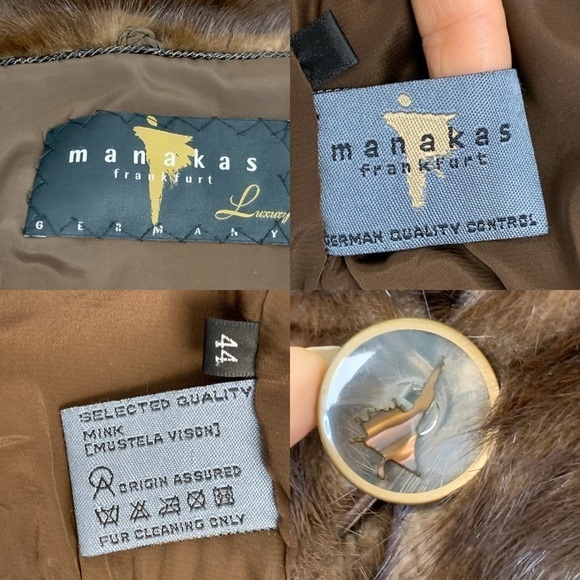 Manakas Frankfurt Germany Genuine Natural Mink brown Fur Coat Sz 44 US XL - Picture 5 of 17